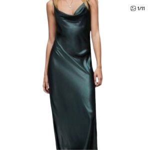 Zara Deep Green Satin Dress